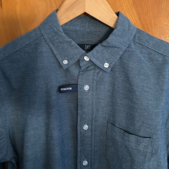 Poplin Dress Shirt Mens Small Blue Lightweight - Picture 2 of 2